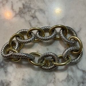 David Yurman 925&18k large oval link bracelet 7.5”